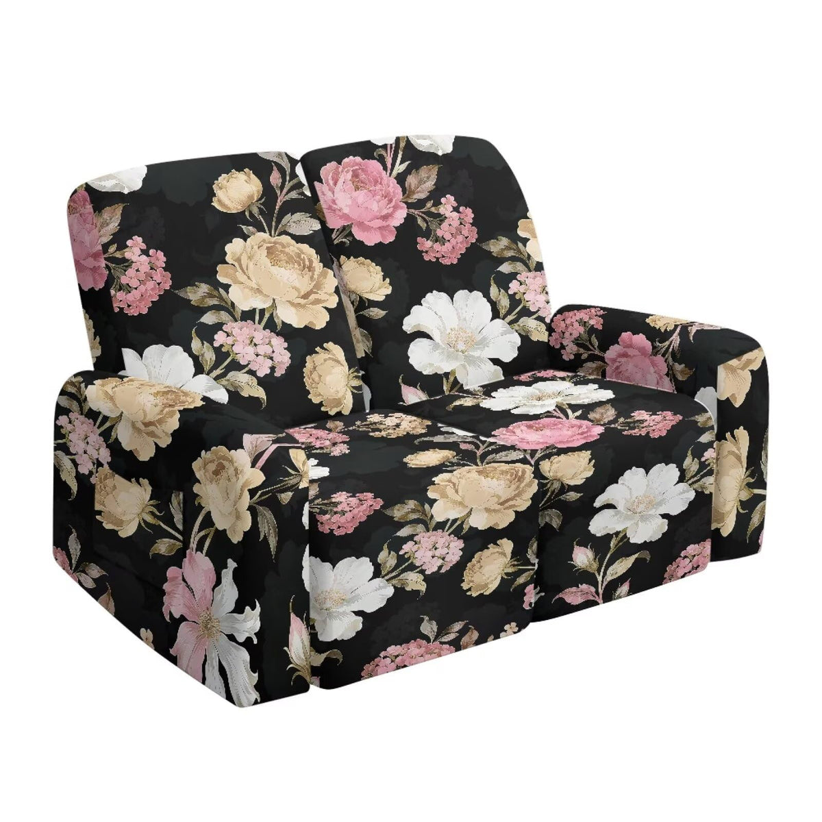 6 Pieces Stretch Recliner Loveseat Covers, Mid-Century Modern Geometric Washable Slipcovers Soft Furniture Protectors with Elastic Bottom for Kids and Pets 2 Seater