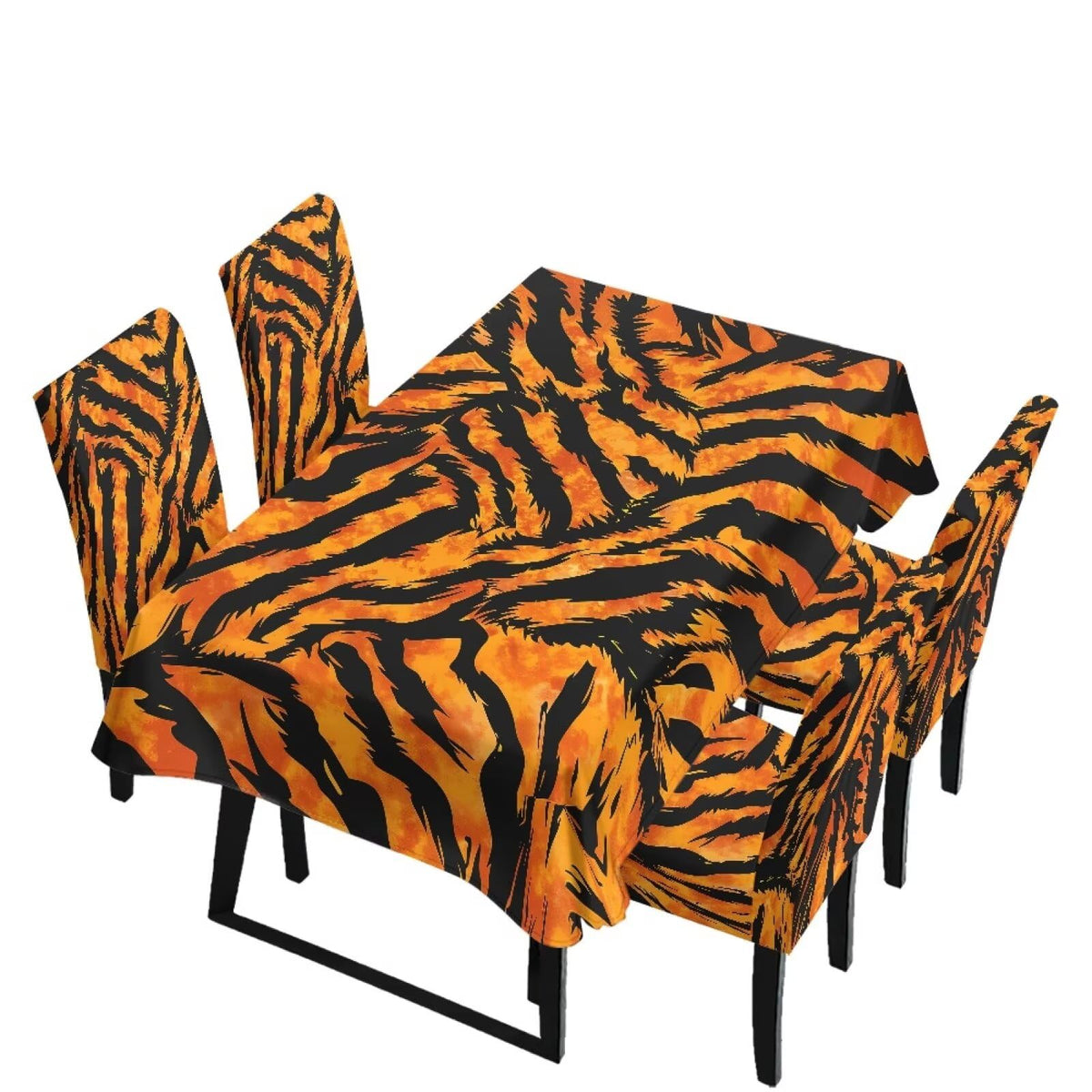 Thanksgiving Themed Dining Room Chair Cover and Tablecloths 5 Packs, Fall Leaf Print Kitchen Chair Seat Slipcovers Anti-Wrinkle Table Protector for Thanksgiving Day Party