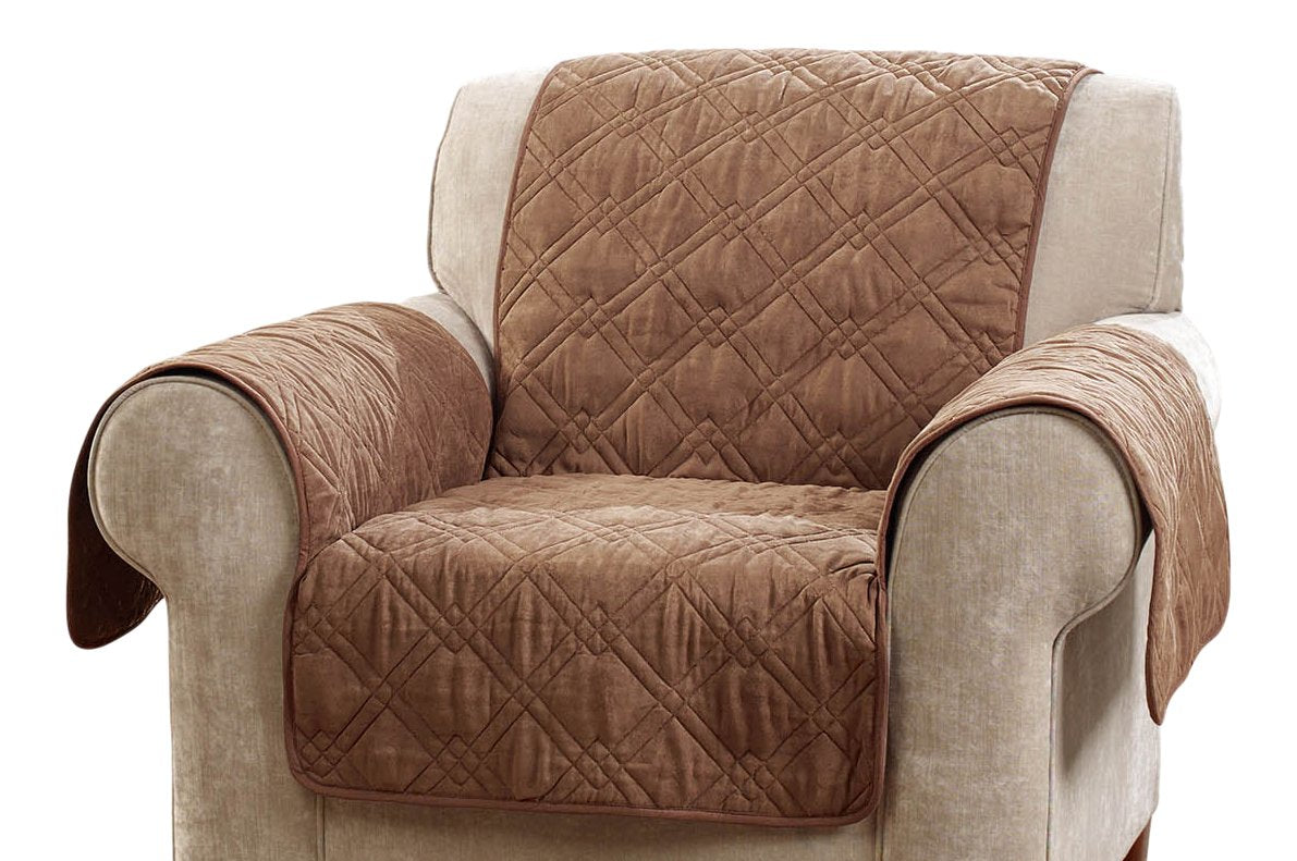 SureFit SF45035 Deluxe Non Skid Waterproof Pet Loveseat Furniture Cover - Brown