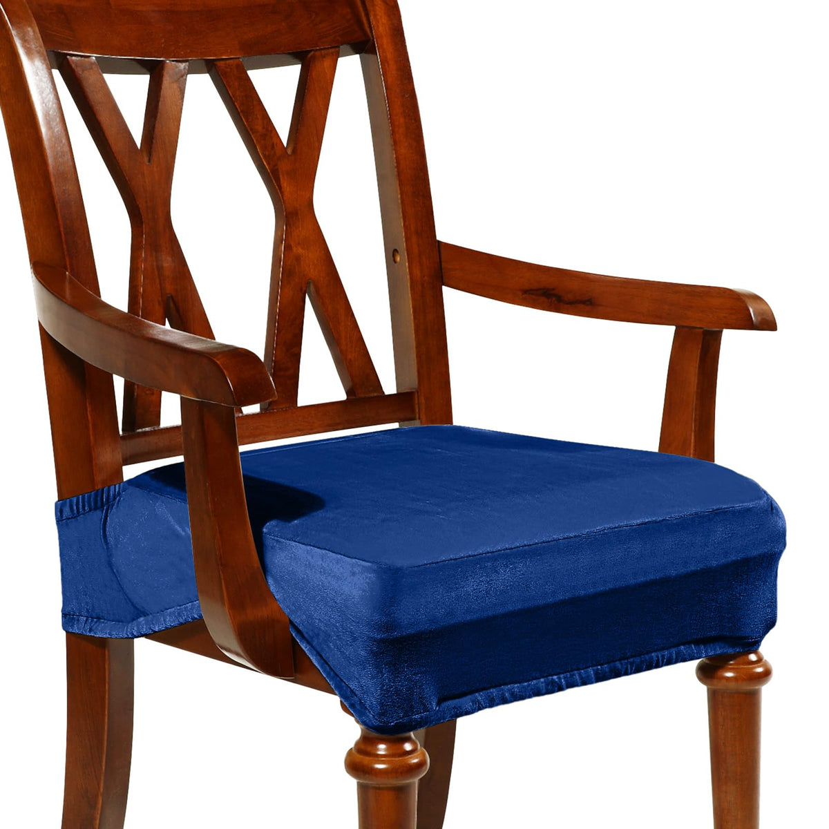 Havawish Extra Wide Dining Chair Seat Covers, Beige White, Velvet, 6 Pcs