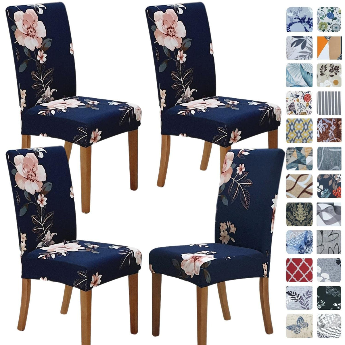 SPRINGRICO Chair Covers for Dining Room Set of 4, Stretch Dining Chair Cover, Washable Spandex Kitchen Parsons Chair Slipcovers, Removable Seat Protector for Home or Party (4 Pack, Lotus Gray)