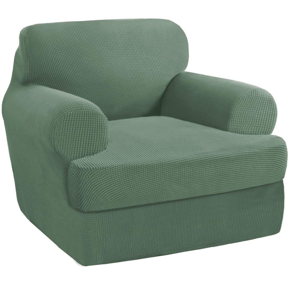 PrinceDeco T Cushion Loveseat Slipcover - 3 Pieces Sofa Cover for 2 Cushion Couch with 2 Individual T Shape Seat Covers Width Up to 76 Inch - Stretch, Machine Washable, Porcelain