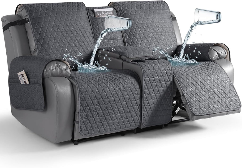 TAOCOCO 100% Waterproof Loveseat Recliner Cover with Console, Stay in Place