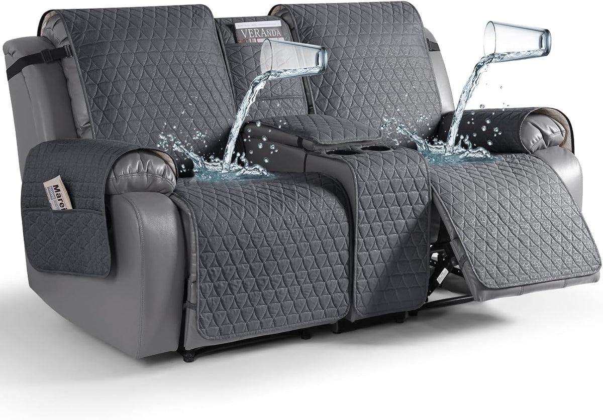 TAOCOCO 100% Waterproof Loveseat Recliner Cover with Console, Stay in Place