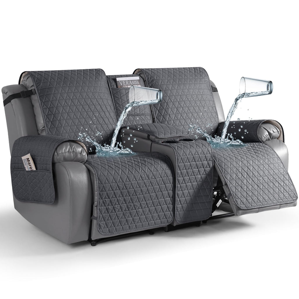 TAOCOCO 100% Waterproof Loveseat Recliner Cover with Console, Stay in Place