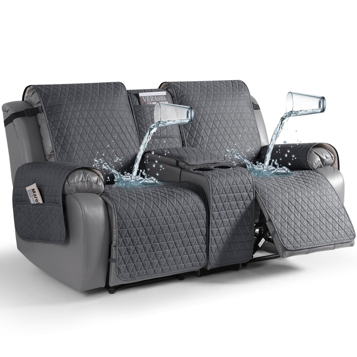 TAOCOCO 100% Waterproof Loveseat Recliner Cover with Console, Stay in Place