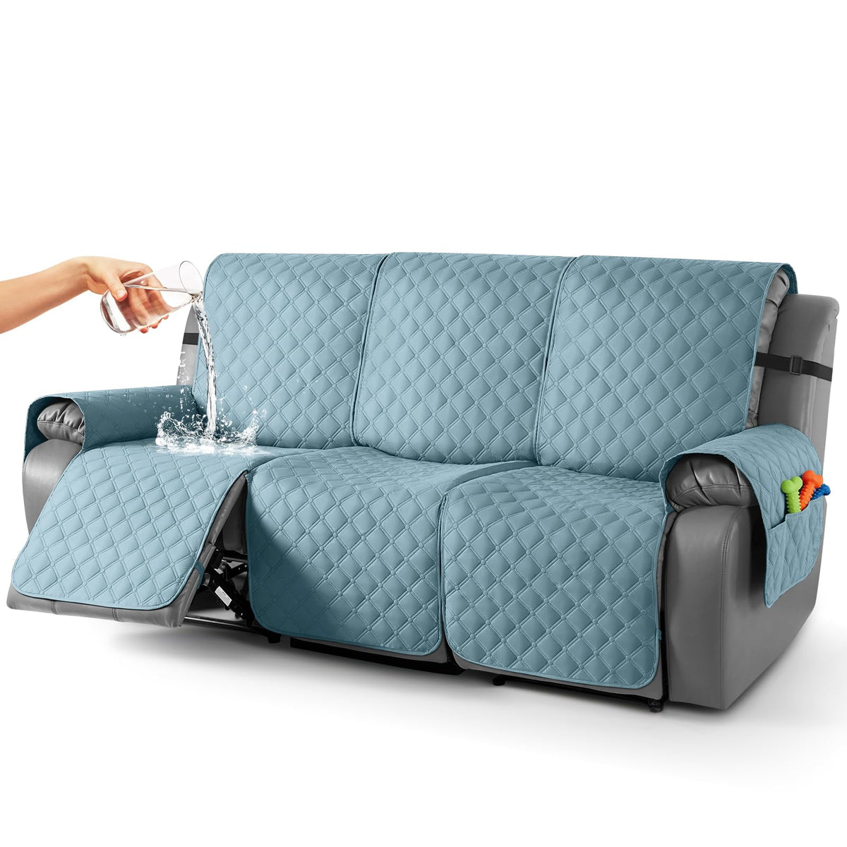 TAOCOCO 100% Waterproof Loveseat Recliner Covers Reversible, Charcoal Gray