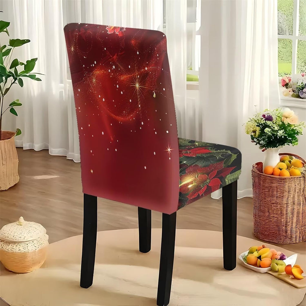 Fitted Tablecloth with Chair Covers Set,Christmas Candle Washable Dining Room Chair Covers Set of 4/6 with Farmhouse Table Cover for Home Hotel Restaurant, 5pcs/7pcs