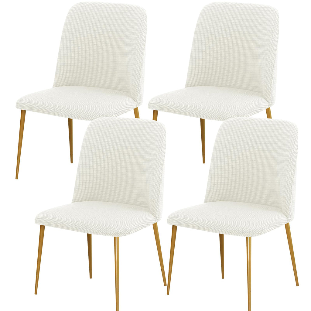 Gollense Curved Back Chair Covers for Dining Room, Mid Century Modern Chair Slipcovers, Semi Circle Back Chair Seat Protector for Kitchen Living Room (4, Beige)