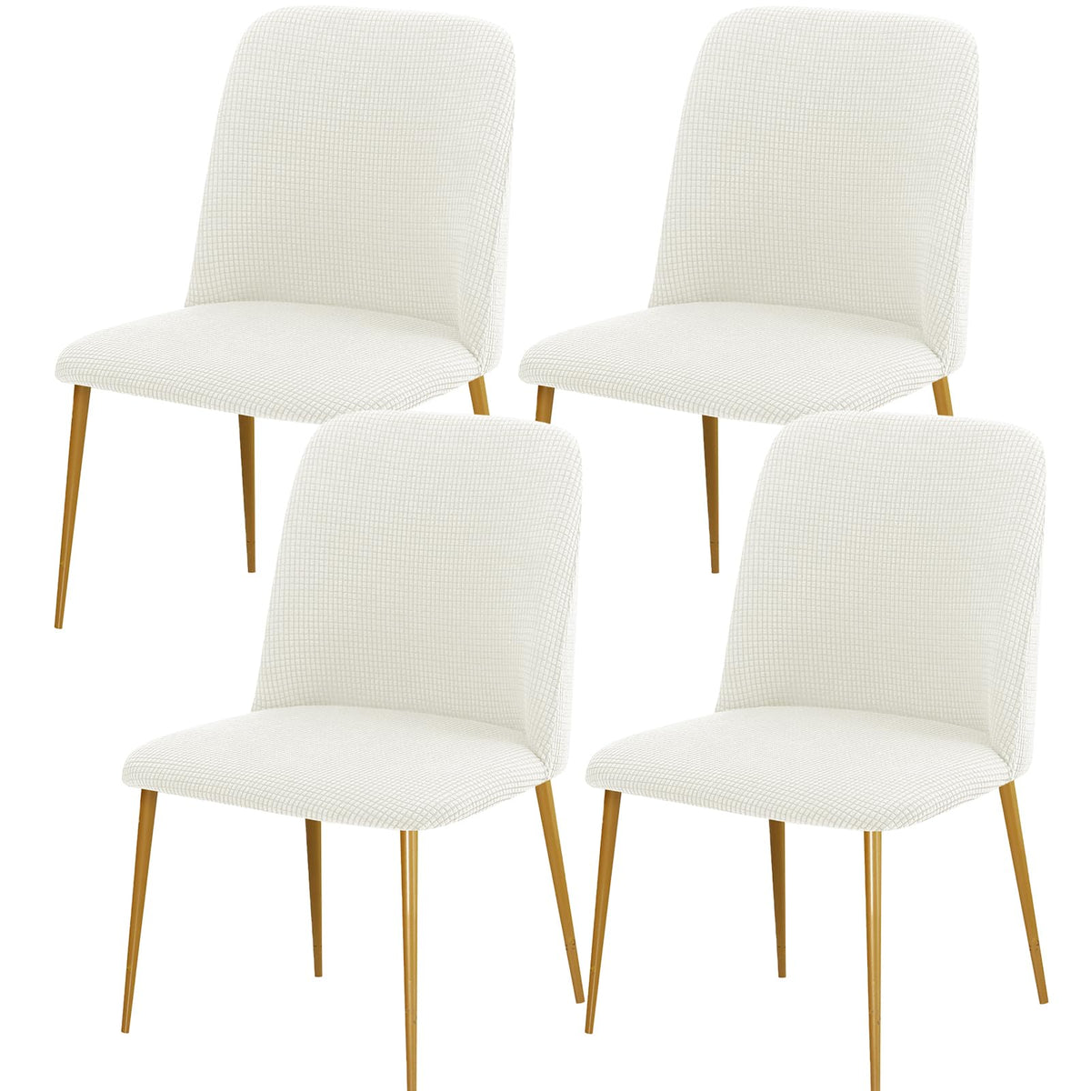 Gollense Curved Back Chair Covers for Dining Room, Mid Century Modern Chair Slipcovers, Semi Circle Back Chair Seat Protector for Kitchen Living Room (4, Beige)
