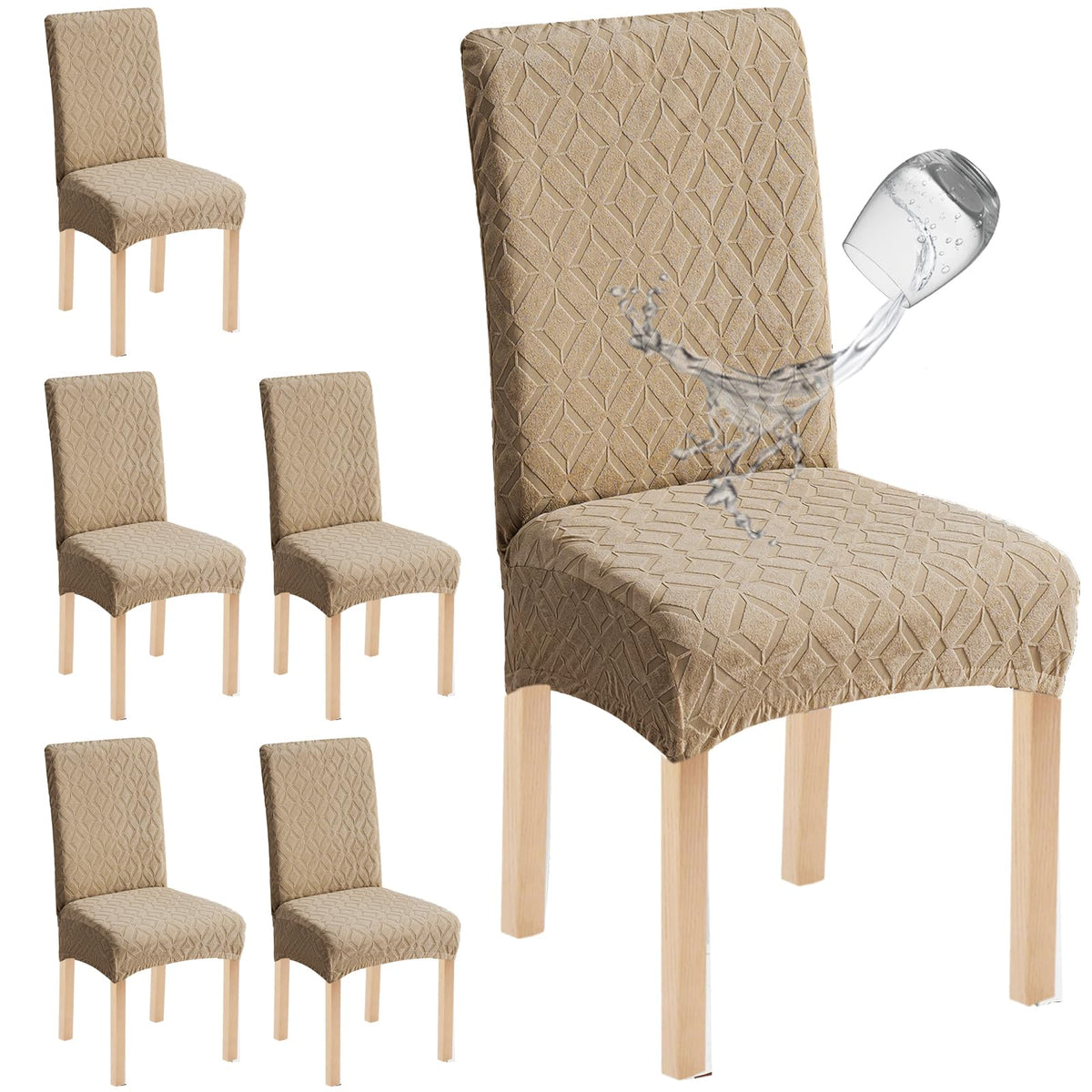 Genina Waterproof Dining Chair Covers Set of 4, Stretch Chair Slipcovers