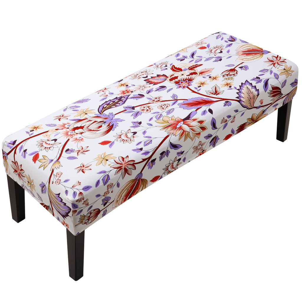 Fuloon Stretch Jacquard Dining Bench Cover - Anti-Dust Removable Bench Slipcover Washable Seat Cushion Protector for Bedroom, Kitchen, Hotel, Banquet (Beige)