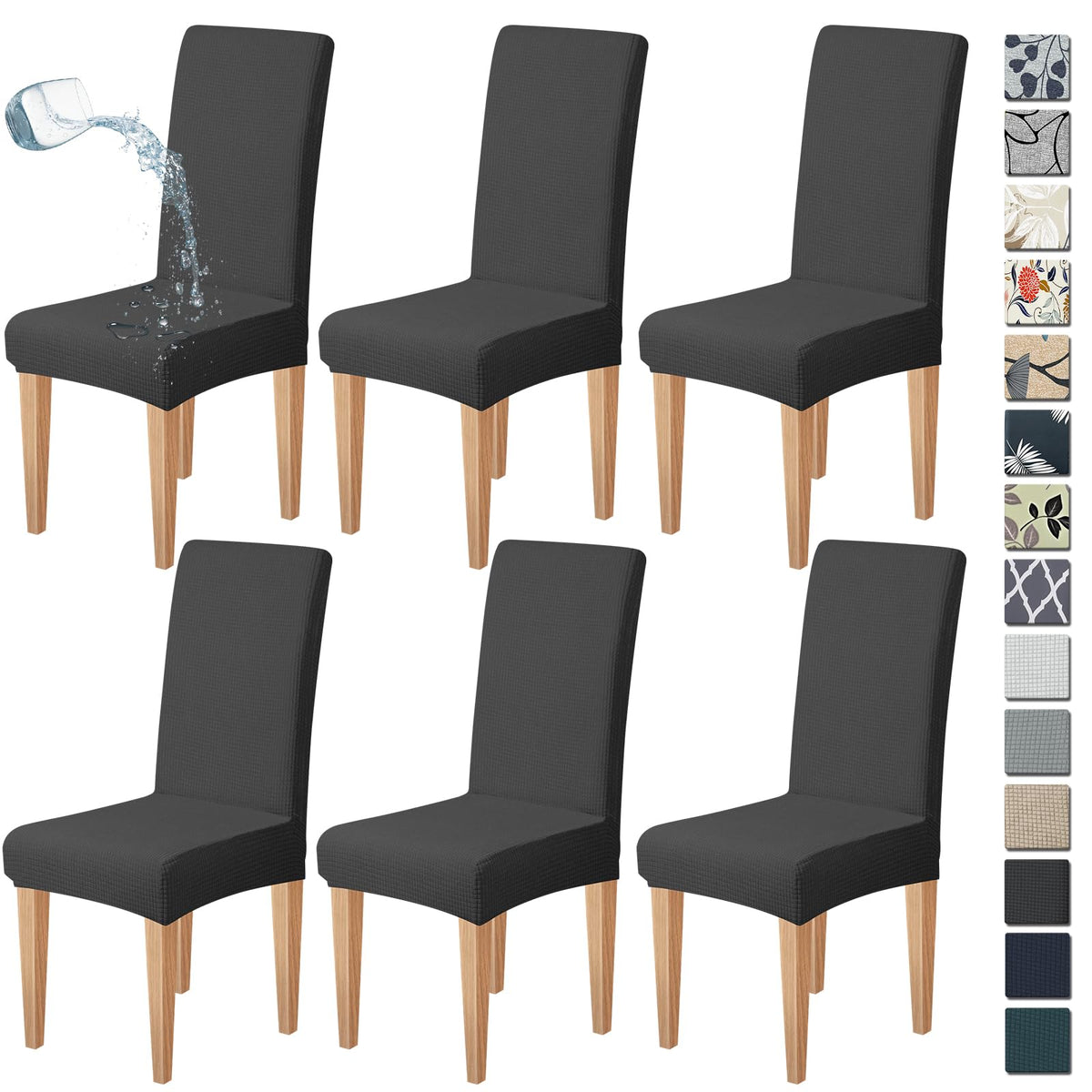Dioxide Waterproof Chair Covers for Dining Chairs, Stretch Dining Chair Covers Set of 6, Parson Chair Slipcovers, Washable Kitchen Chairs Seat Covers Protectors for Home Restaurant Banquet - Beige