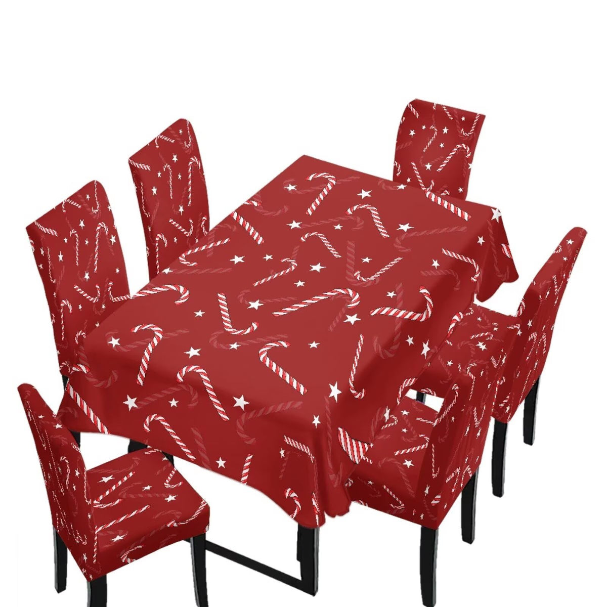 Palm Leaves Rectangular Table Cloth & Dining Chair Covers Set of 5, Stain Resistant Wipeable Chair Protectors for Farmhouse Rustic Home Kitchen Party Decor