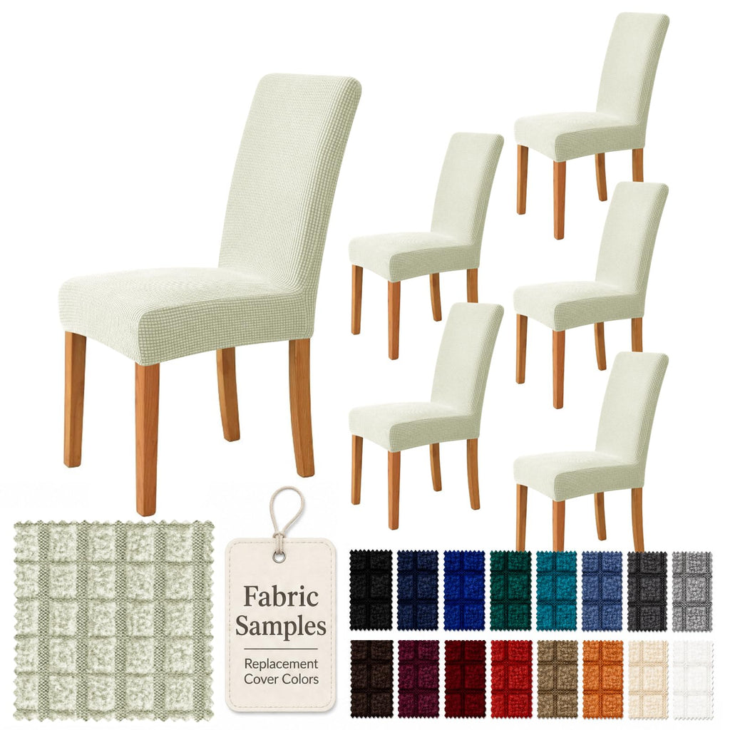 YEMYHOM 2 Packs Latest Checkered Dining Chair Slipcover Parsons Chair Furniture Protector Stretch Chair Covers for Dining Room, Restaurant, Kitchen, Party (Light Gray)