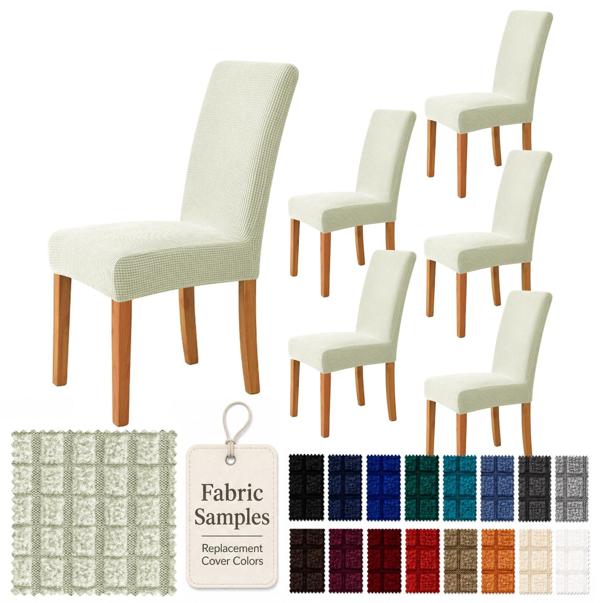 YEMYHOM 2 Packs Latest Checkered Dining Chair Slipcover Parsons Chair Furniture Protector Stretch Chair Covers for Dining Room, Restaurant, Kitchen, Party (Light Gray)