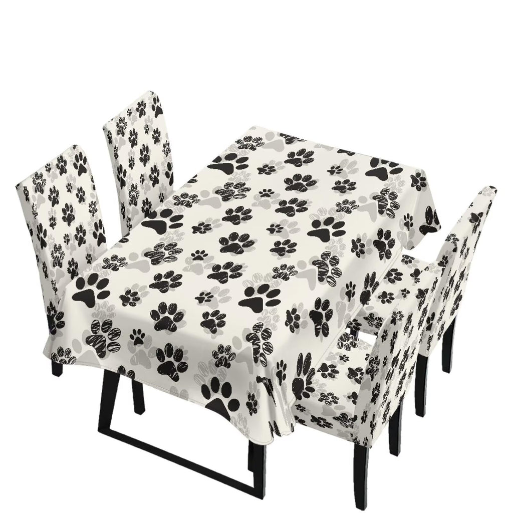 Fall Pumpkin Rectangular Table Cloth & Dining Chair Covers Set of 7, Stain Resistant Wipeable Chair Protectors for Farmhouse Rustic Home Kitchen Party Decor