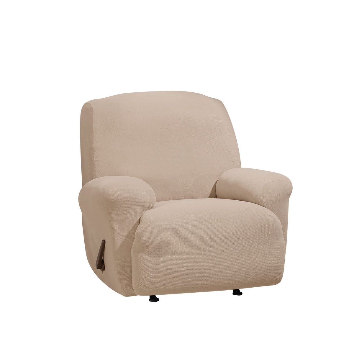SureFit Form Fit Stretch Morgan Loveseat Slipcover - One Piece Polyester/Spandex Elastic Slipcover, Machine Washable (Loveseat Box Cushion, Ivory Color)