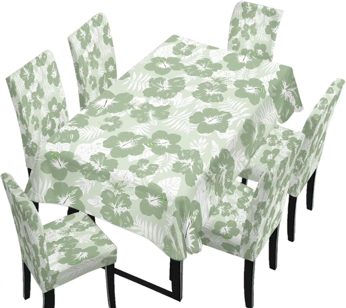 5 Pack Dining Table Cloth Rectangle 4 Seater Includes Kitchen Chair Covers, Stretch Seat Covers for Dining Chairs Anti-dust Washable Table Protector, Tribe Aztec Geometry Print