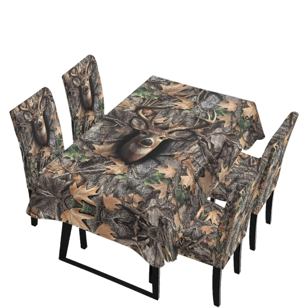 Table Cloth Rectangle Table Set of 7 Include Kitchen Chair Covers and Tablecloths for Dining Room Hotel Banquet, Anti-Scratch Chair Seat Protector Cover, Daisy Hippie Flower Print
