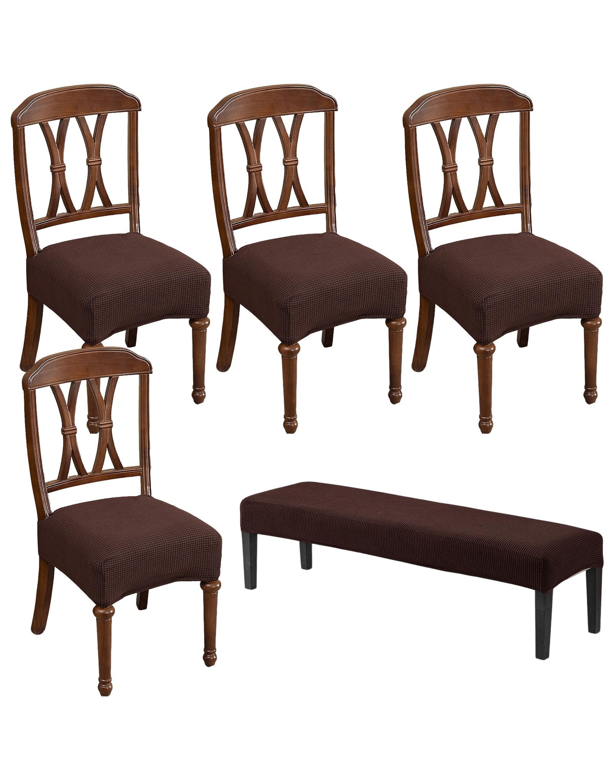 CRFATOP Dining Chair Seat Covers Set of 4 with Stretch Bench Slipcover,04