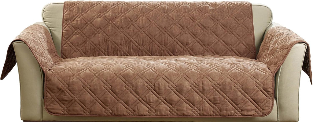 SureFit SF45035 Deluxe Non Skid Waterproof Pet Loveseat Furniture Cover - Brown