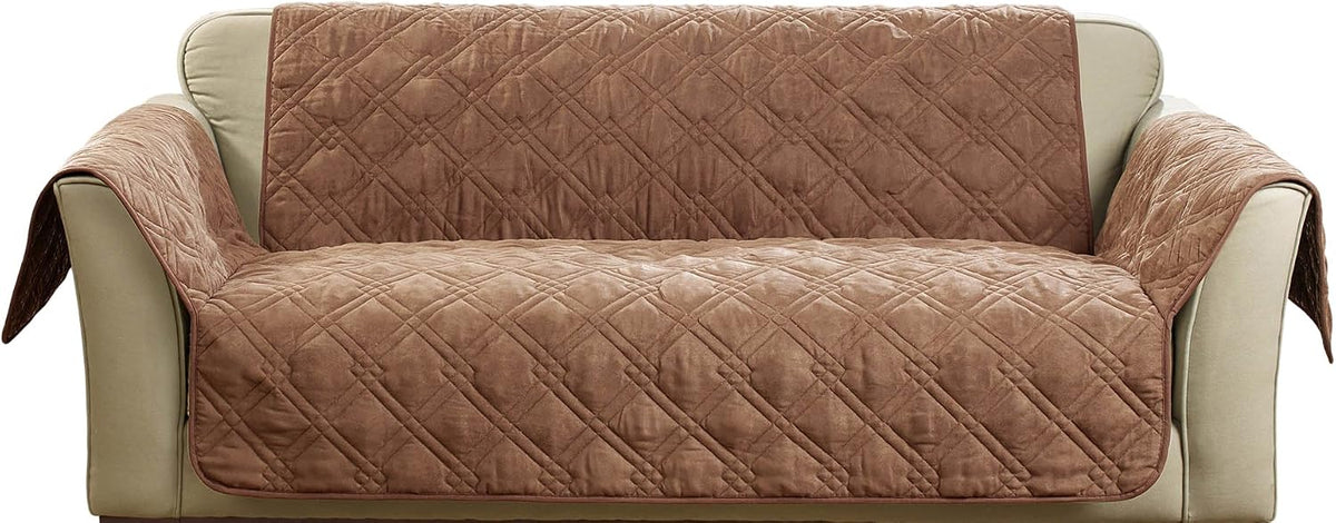 SureFit SF45035 Deluxe Non Skid Waterproof Pet Loveseat Furniture Cover - Brown