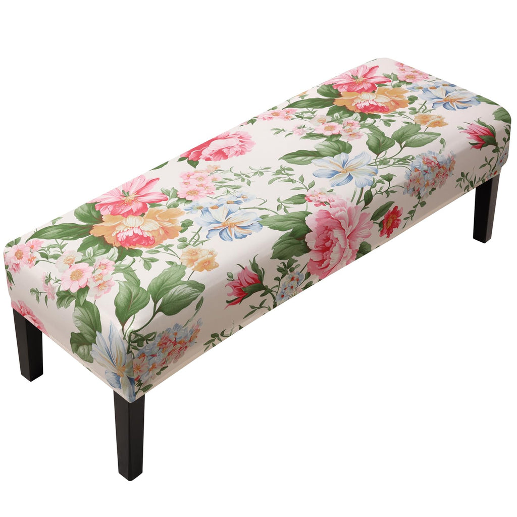 Fuloon Stretch Jacquard Dining Bench Cover - Anti-Dust Removable Bench Slipcover Washable Seat Cushion Protector for Bedroom, Kitchen, Hotel, Banquet (Beige)