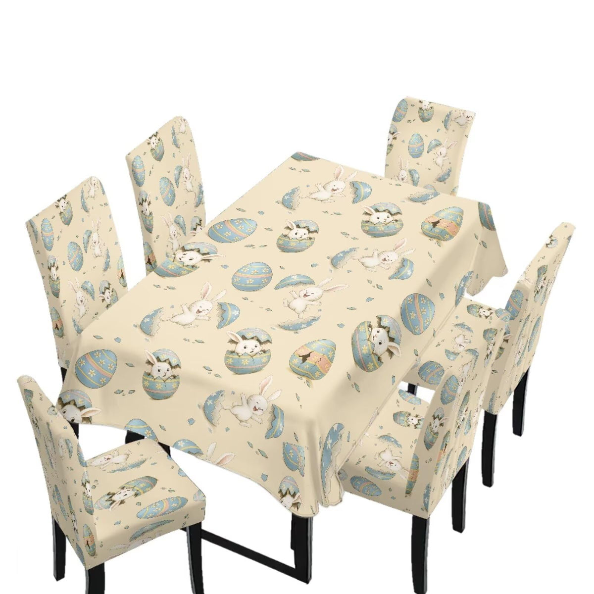 Stain Resistant Tablecloths and Dining Seat Covers Set of 5, Kitchen Chair Slipcovers Washable Table Slipcover Chair Seat Covers for Kitchen Restaurant, Chicken Cactus Print