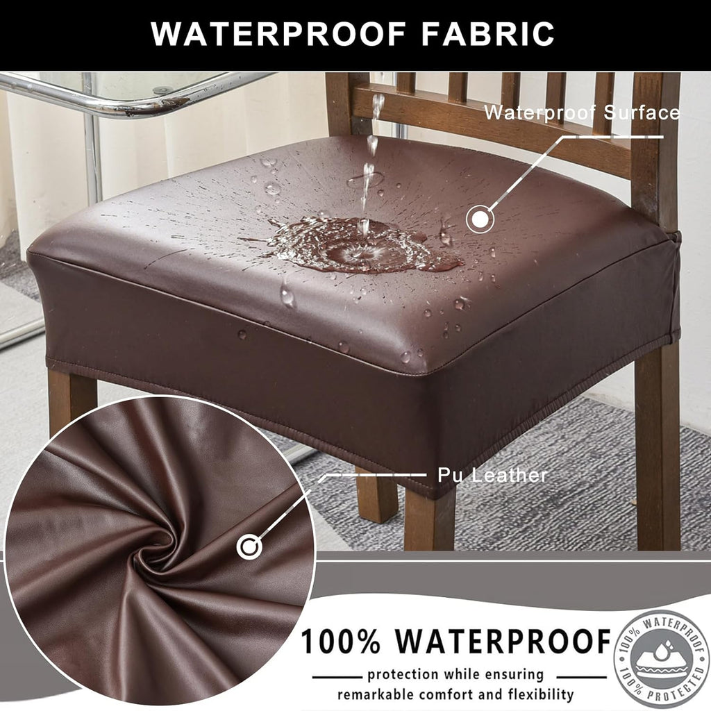 NILUOH Waterproof Seat Covers for Dining Room Chairs, 4 Pack Coffee