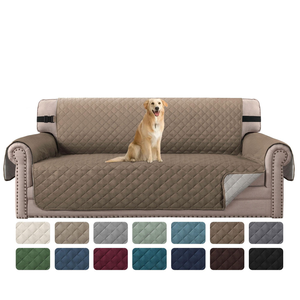 H.VERSAILTEX Reversible Couch Cover for 2 Cushion Couch Water Resistant Loveseat Washable Furniture Cover with Non-Slip Elastic Strap for Dogs, Pets, Kids(Oversized Loveseat, Charcoal Grey)