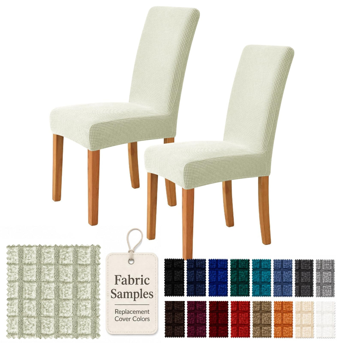 YEMYHOM 2 Packs Latest Checkered Dining Chair Slipcover Parsons Chair Furniture Protector Stretch Chair Covers for Dining Room, Restaurant, Kitchen, Party (Light Gray)