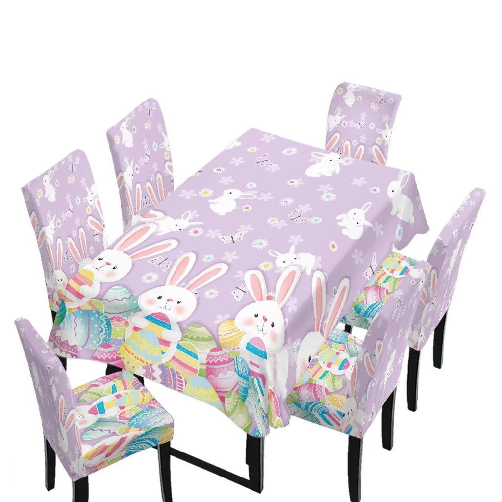 Stretch Dining Table Cloth and Chair Covers Set, 4 Seater Table Cover Anti-Wrinkle Parsons Chair Slipcovers Machine Washable Seat Protector for St. Patrick's Day Decor, Green Shamrock