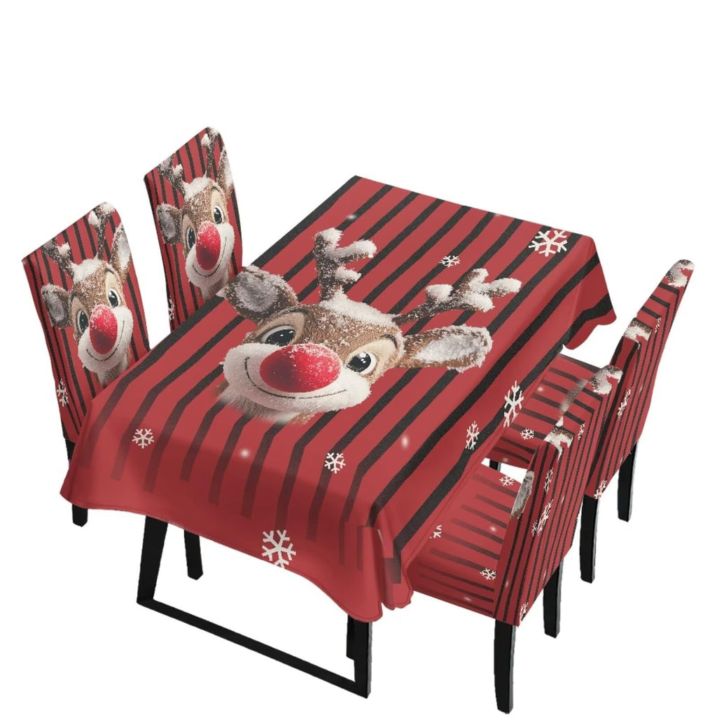 Dining Chair Covers and Dining Table Cloth Christmas Decor