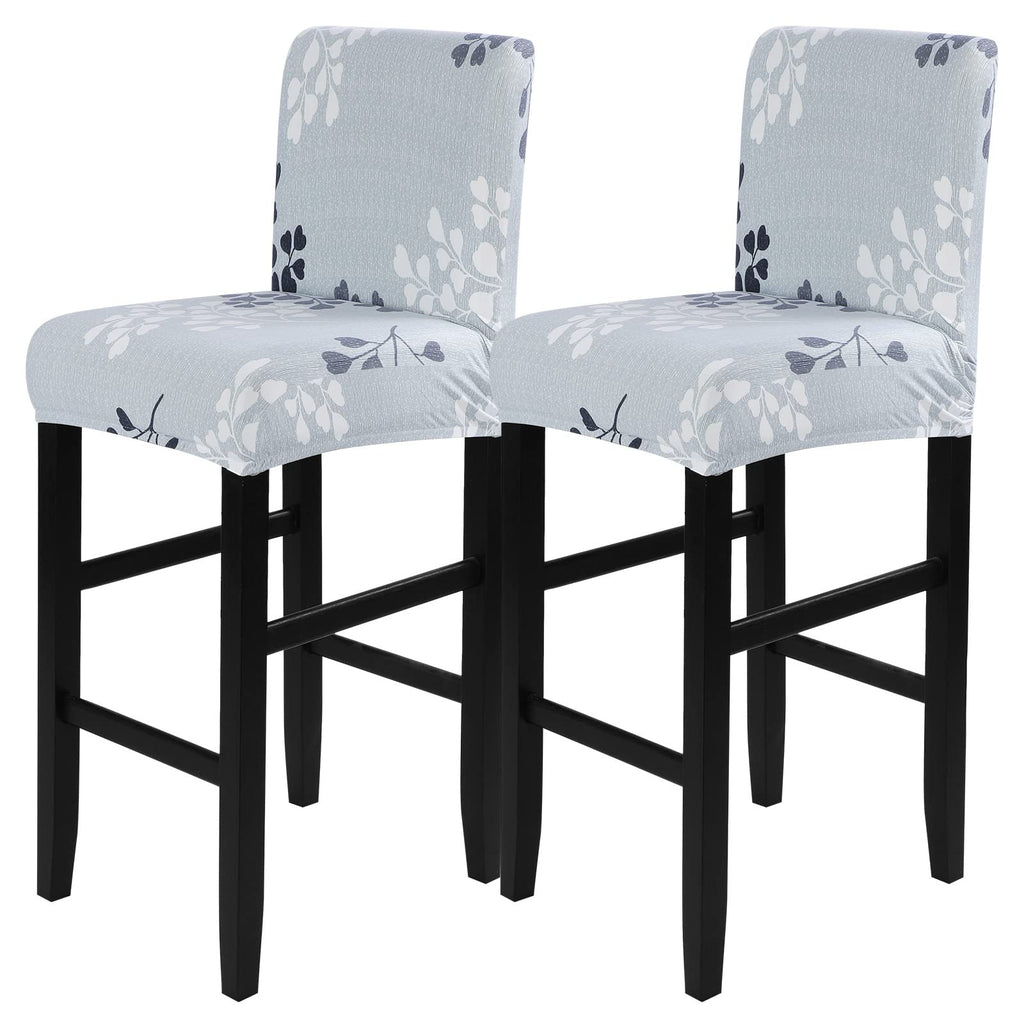 SearchI Bar Stool Covers Set of 4, Stretch Washable Barstool Seat Covers, Counter Height Chair Covers for Kitchen Dining Room Cafe (Beige Linen-Look Print)