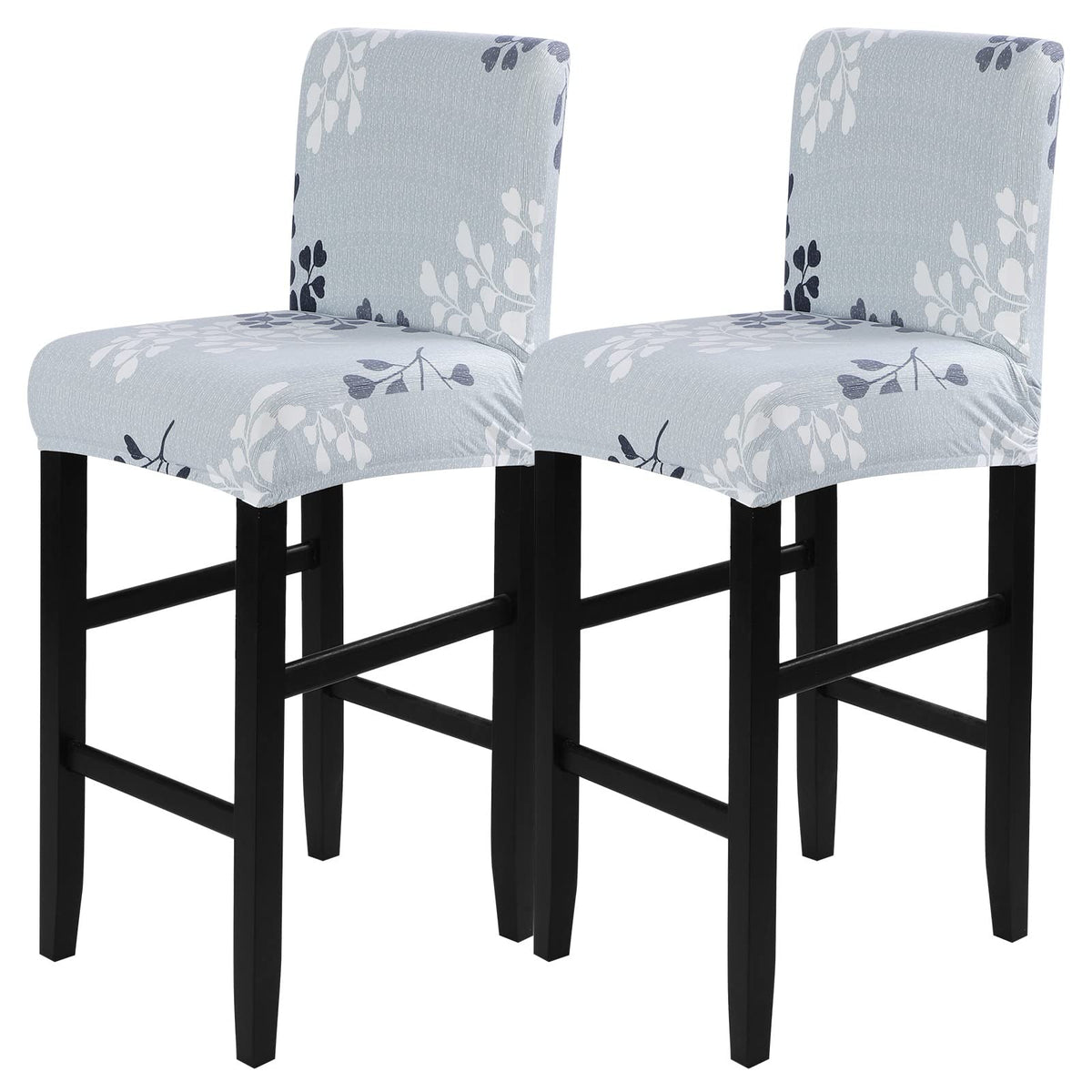 SearchI Bar Stool Covers Set of 4, Stretch Washable Barstool Seat Covers, Counter Height Chair Covers for Kitchen Dining Room Cafe (Beige Linen-Look Print)
