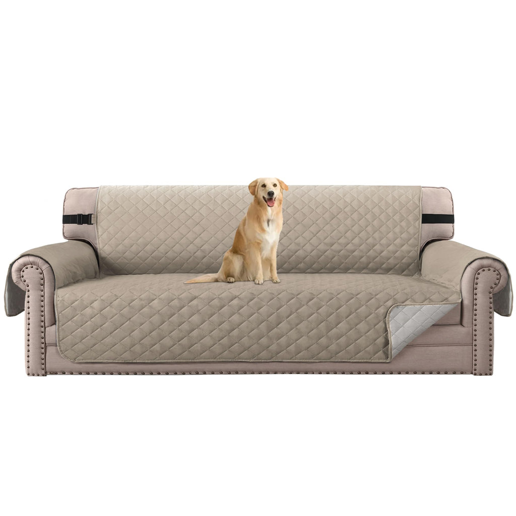 H.VERSAILTEX Reversible Couch Cover for 2 Cushion Couch Water Resistant Loveseat Washable Furniture Cover with Non-Slip Elastic Strap for Dogs, Pets, Kids(Oversized Loveseat, Charcoal Grey)