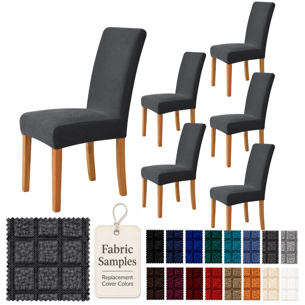 YEMYHOM 2 Packs Latest Checkered Dining Chair Slipcover Parsons Chair Furniture Protector Stretch Chair Covers for Dining Room, Restaurant, Kitchen, Party (Light Gray)