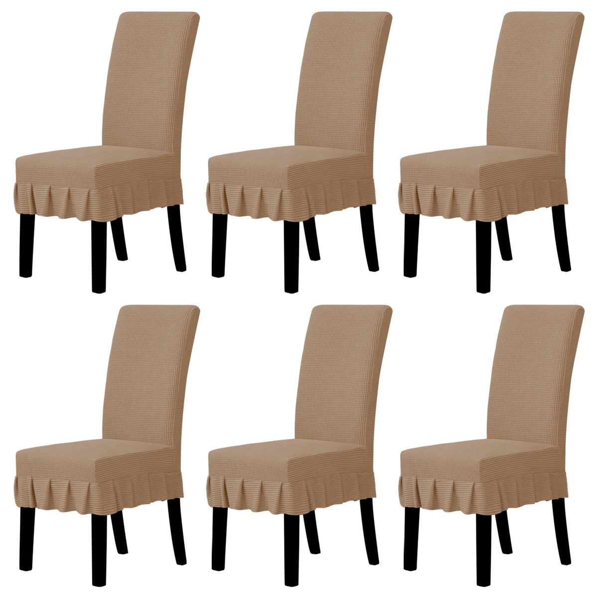 Easy-Going 2 PCS Stretch Dining Room Chair Covers with Skirt, Light Gray