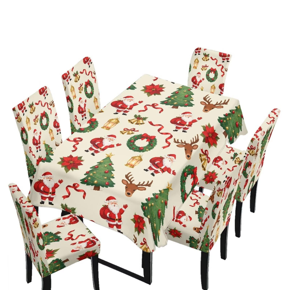 Dining Chair Covers and Dining Table Cloth Christmas Decor