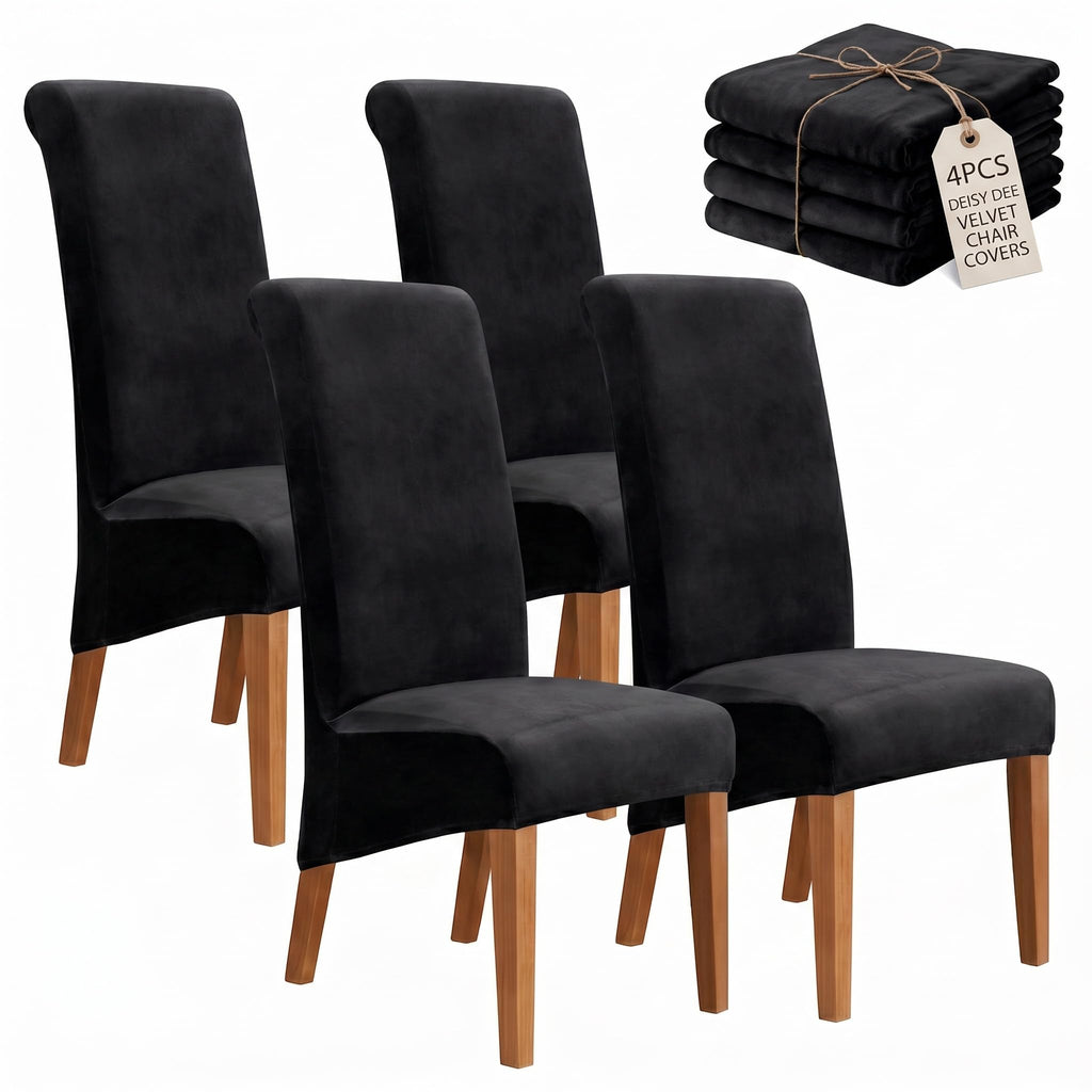 Velvet Dining Chair Covers Set of 2, Extra Large XL Oversized Stretch Parsons Chair Slipcovers for High Back Dining Room Kitchen, Non-Slip Removable Washable Chair Protectors,Khaki