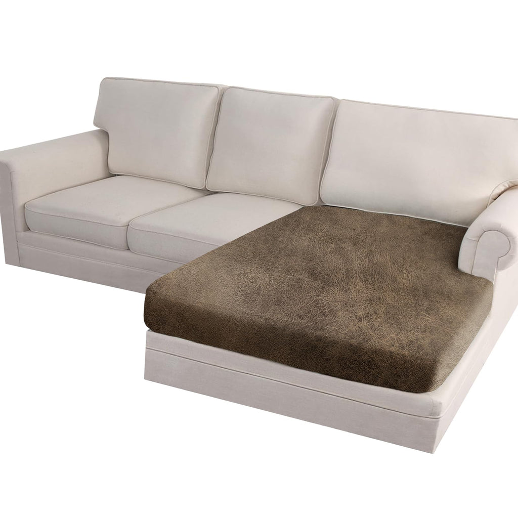 Loveseat Cushion Covers Leather-Look 2PC Stretch Love Seat Slipcover Sets for Living Room Individual Couch Seat Protector, Pet-Friendly, Non-Slip, Easy Fit - Coffee