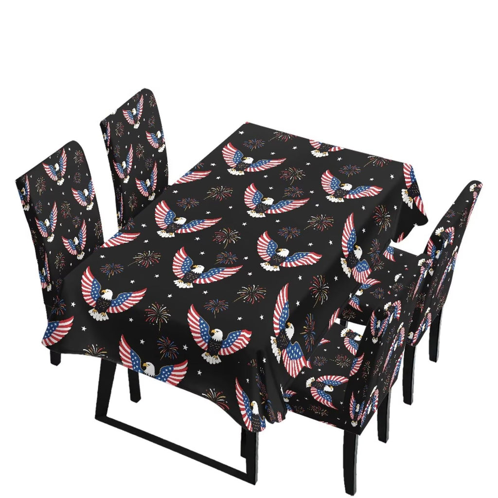 Thanksgiving Themed Dining Room Chair Cover and Tablecloths 5 Packs, Fall Leaf Print Kitchen Chair Seat Slipcovers Anti-Wrinkle Table Protector for Thanksgiving Day Party