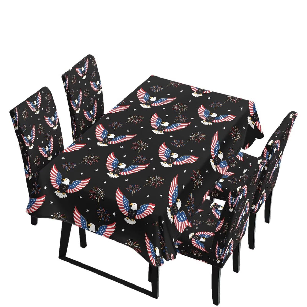 Thanksgiving Themed Dining Room Chair Cover and Tablecloths 5 Packs, Fall Leaf Print Kitchen Chair Seat Slipcovers Anti-Wrinkle Table Protector for Thanksgiving Day Party