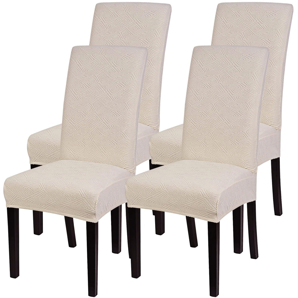 SearchI Chair Covers Slipcovers Set of 4, Spandex Super Fit Stretch Removable Washable Kitchen Parsons Protector for Dining Room,Hotel,Ceremony,Beige+Flowers