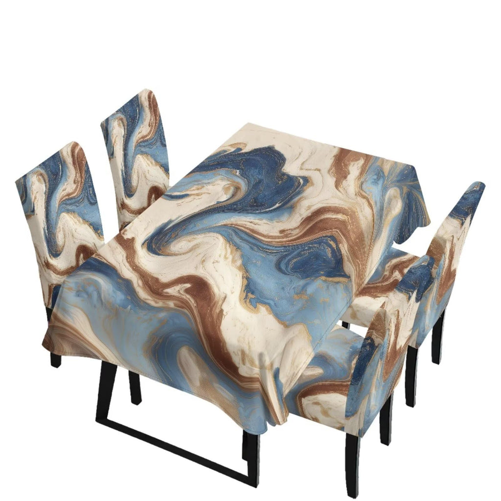 5 Pcs Table Cover Chair Covers Set Coloful Floral Dustproof Kitchen Seat Covers Set of 4 with Table Cover for Home Decor Soft Furniture Protector for Wedding Party Banquet