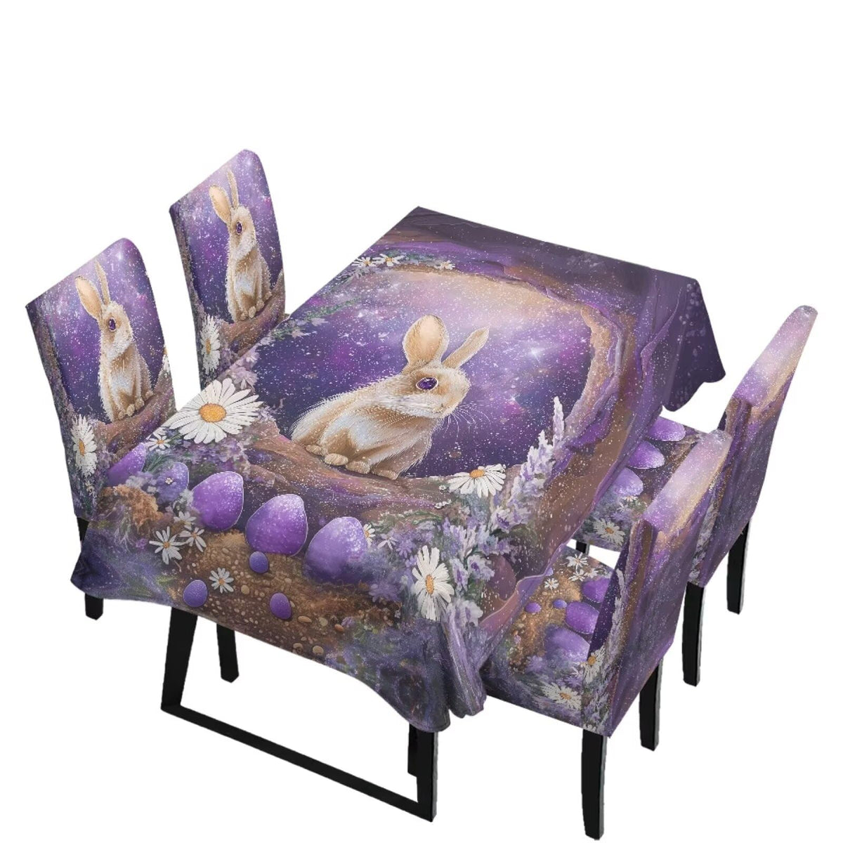Stain Resistant Tablecloths and Dining Seat Covers Set of 5, Kitchen Chair Slipcovers Washable Table Slipcover Chair Seat Covers for Kitchen Restaurant, Chicken Cactus Print