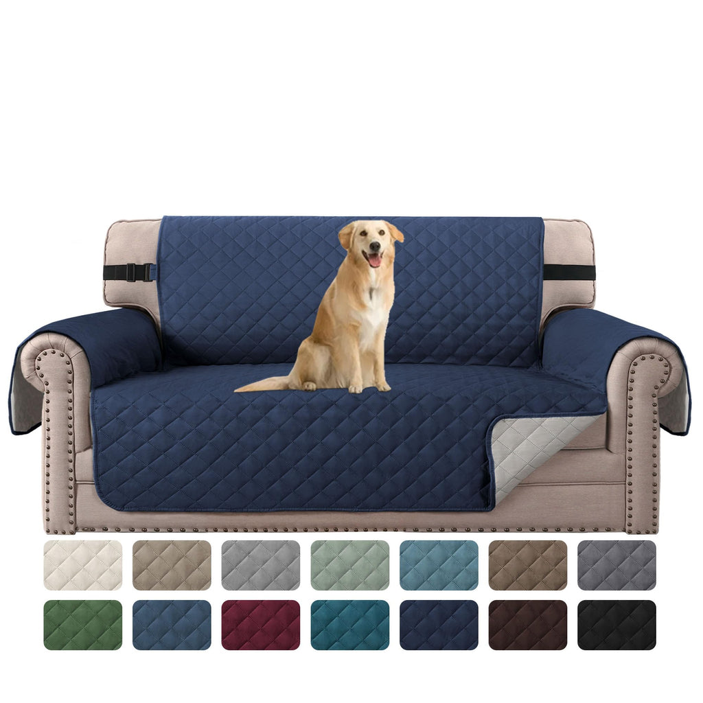 H.VERSAILTEX Reversible Couch Cover for 2 Cushion Couch Water Resistant Loveseat Washable Furniture Cover with Non-Slip Elastic Strap for Dogs, Pets, Kids(Oversized Loveseat, Charcoal Grey)