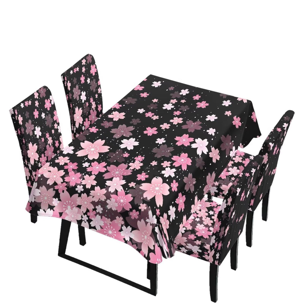 Thanksgiving Themed Dining Room Chair Cover and Tablecloths 5 Packs, Fall Leaf Print Kitchen Chair Seat Slipcovers Anti-Wrinkle Table Protector for Thanksgiving Day Party