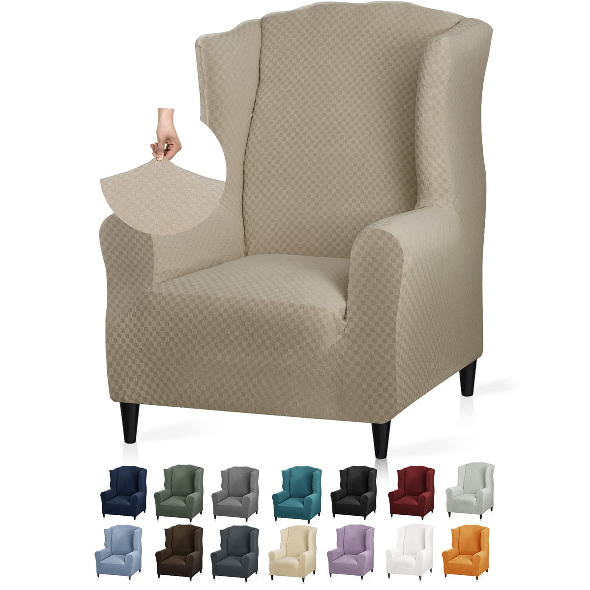 YEMYHOM 2 Packs Latest Checkered Dining Chair Slipcover Parsons Chair Furniture Protector Stretch Chair Covers for Dining Room, Restaurant, Kitchen, Party (Light Gray)